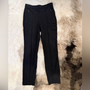 Sweaty Betty black stretch ponte straight leg pleat trouser zipper pockets small
